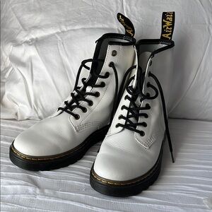 Dr. Martens White Combat Boots with Black Soles